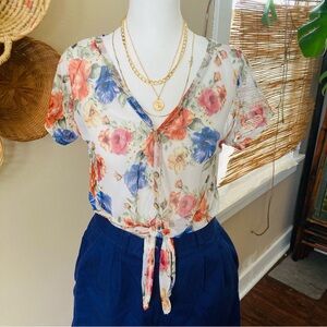 January 7 Sheer Floral Blouse